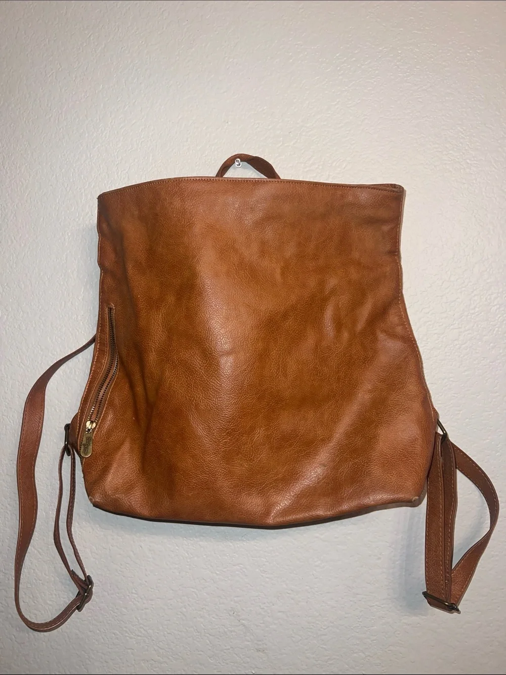 thirty-one Cognac Brown Leather Convertible Backpack